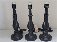 (3) Black Candlestick Lamps - No Horns or Shades