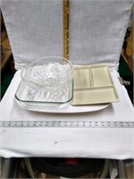 Ceramic Serving Trays & Clear Glass Baking Dish