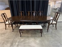 BEST!ETHAN ALLEN DINING ROOM TABLE WITH 6 CHAIRS &