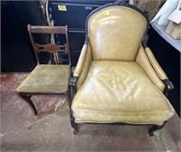 RALPH LAUREN LEATHER CHAIR AND SEPARATE CHAIR