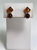 Sterling Baltic Amber Stud Earrings 5 Grams