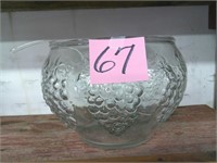 Glass Punch Bowl w/Plastic Ladle