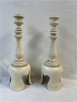 Mid Century Cast Metal Candle Sticks L&L READ