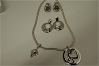 Cosmetic Necklace with 2 Pendants & 3 Earring Sets
