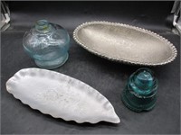 Metal Trays, Glass Insulator, Jar