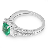 1.50ct Emerald & 1.10ct Diamond 14K Ring