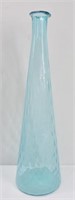 Tall 16" Aqua Art Glass Vase