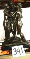 Three Graces Bronze Sculpture on Marble Base