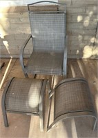 One Matching Patio Chair and 2 Ottomans