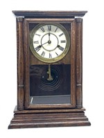 Antique Wood Clock with Key and Pendulum 12" x 5"