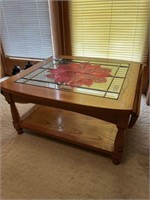 Wooden and glass coffee table