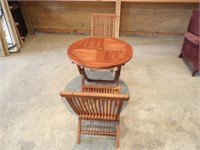 2-Wellesey Manor Teak Folding Chairs & Table