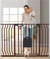 E5514  Wisairt Metal Baby Gate, Extra Wide, Brown