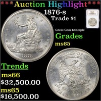*Highlight* 1876-s Trade $1 Graded ms65