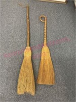 (2) Vtg brooms (2ft-3ft long approx)