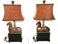 Pair of Designer Horse Lamps with Shades