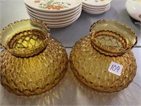 2 nice amber glass lampshades -6.5” bottom