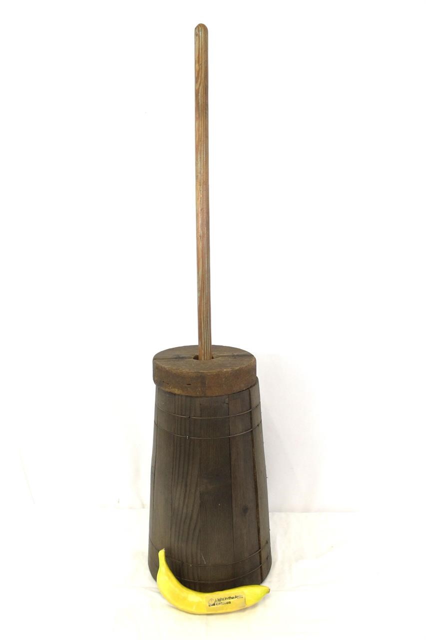 Antique Wood Butter Churn ~ Lid & Paddle