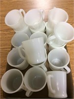 Flat of Milk Glass Mugs