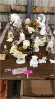 Assortment of glass figurines, glass bells