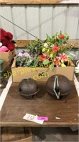 Large bells, box of artificial flowers