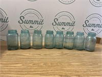 7 Round circa 1930’s Ball Mason jars 1 square 40’s