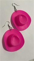 Large Barbie hot pink cowboy hat earrings,