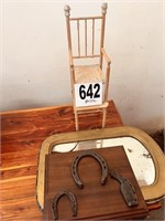 Doll Chair, Mirror & Horseshoe Plaque(Garage)