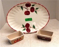 Large Apple platter, 2 ceramic Apple mini bread