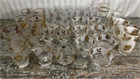 Gold leaf frosted glasses * variety of sizes