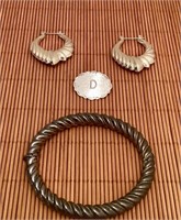 Sterling Silver Bracelet with costume earrings