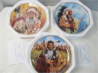 3pc Set Native American Porcelain Collector Plate