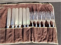 Early Rogers Silverware Set in Travel Cloth