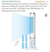 COOLECH Evaporative Air Cooler, 42" Portable Air