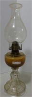 CLEAR GLASS PEDESTAL 19" OIL LAMP