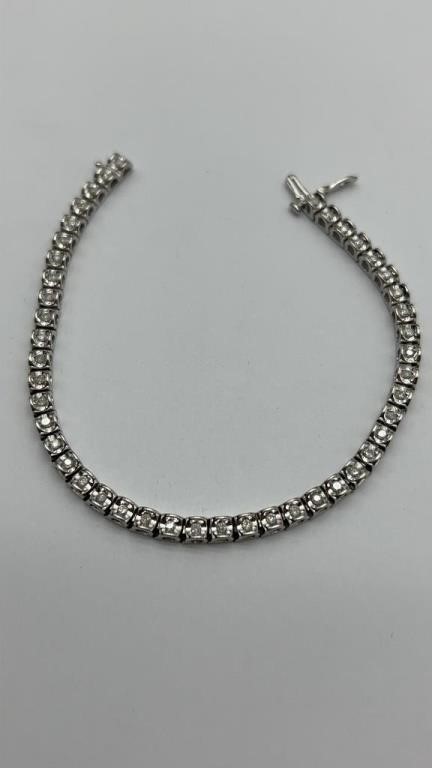 8in natural diamond in 925 silver bracelet