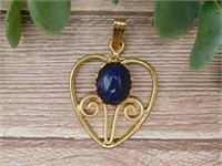 LAPIS STONE HEART PENDANT ROCK STONE LAPIDARY SPEC