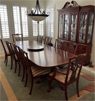 F - ETHAN ALLEN TABLE, 10 CHAIRS