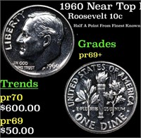 Proof 1960 Roosevelt Dime Near Top Pop! 10c Graded