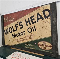 Tin Wolf's Head Oil Sign