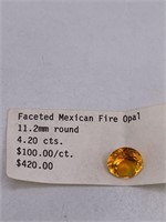 FACETED MEXICAN FIRE OPAL 4.20 CTS