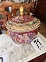 Hand Painted Round Urn with Lid