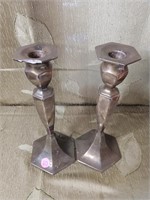 Pair Of Vintage Gorham Metal candlesticks - One Is