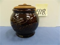 Brown Pottery Tobacco Humidor w/ Lid