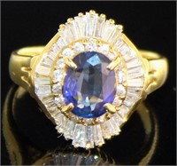 18k Gold 2.74 ct Natural Sapphire & Diamond Ring