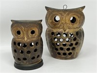 Otagiri Vintage Owl Candle Lantern Pair