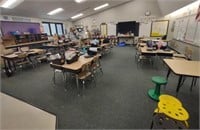Teachers Desk 30"×30"×60" (1) & Chairs 32" Tall