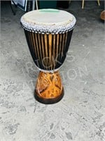 carved wood drum - 25" tall