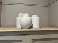 7 Decorative Porcelain Canisters & Hat & Coat Rack