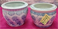 SW - LOT OF 2 ASIAN PLANTER POTS (R59)